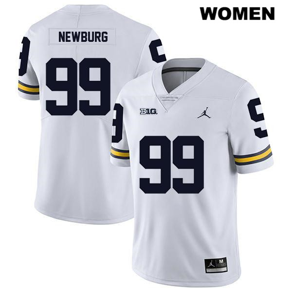 Women's NCAA Michigan Wolverines Gabe Newburg #99 White Jordan Brand Authentic Stitched Legend Football College Jersey JC25E74XV